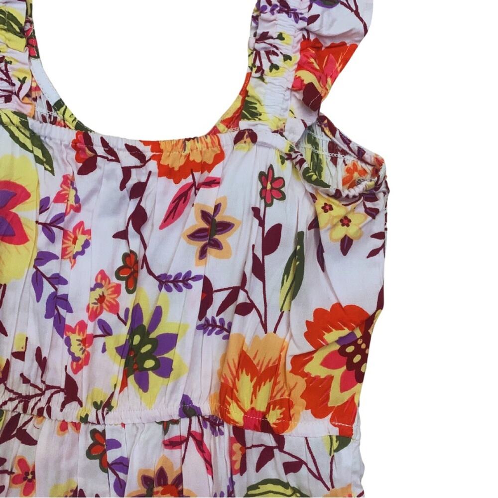 2/$30 Long Floral Print Sleeveless Maxi Dress Colorful Orange White Prairie Boho - Picture 10 of 11